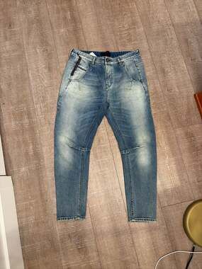 Diesel Black Gold Distressed Tapered Denim Jeans, Size 29